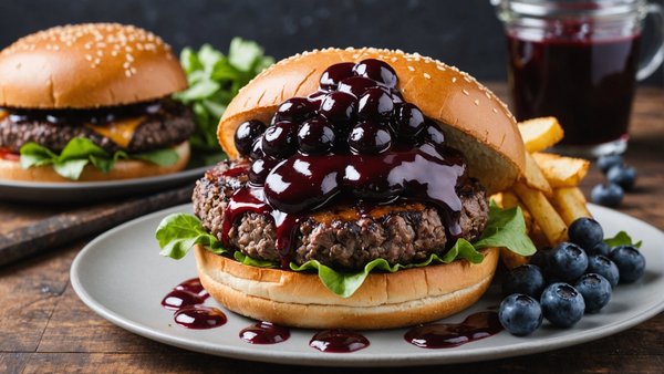 Transform Your Burger Experience: Crafting a Luxurious Bison Burger Topped with Blueberry BBQ Sauce!