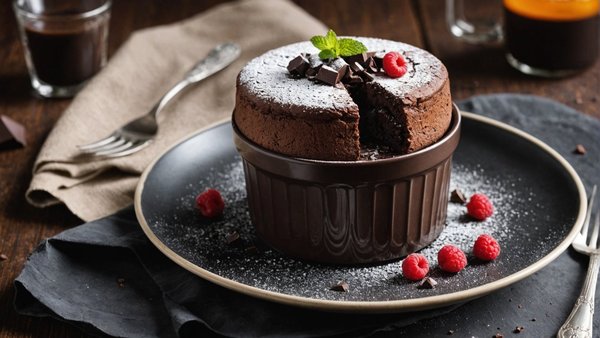 Indulge in a Luxurious Dark Chocolate Soufflé with a Fiery Kick!